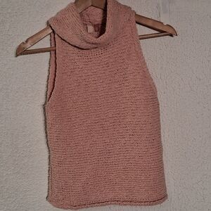 Pilcro Anthtopolohy Pink Blush Sleeveless Cowl Neck Kint Sweater Stretch Office
